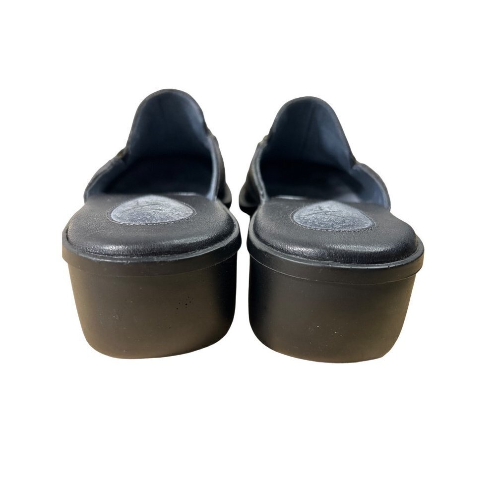 Clarks Artisan Women's Clogs Mules Size 7M Black Wedge Leather with Chain accent - Picture 4 of 10